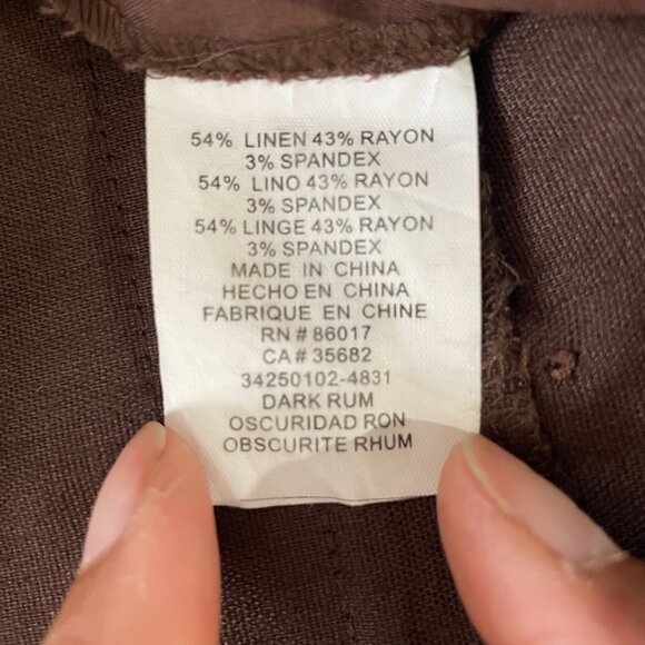 Bebe Vintage Linen Pant Suit | Dark Rum/Brown w/White Trim & Belt | EUC - Picture 14 of 16